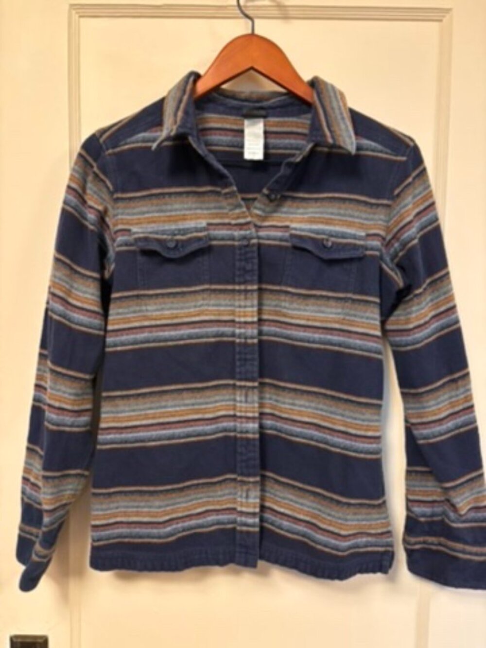 Patagonia Vertical Striped Heavy Flannel Shirt for Fall